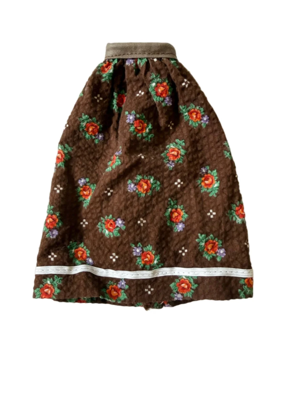 Vintage Barbie -Clone doll Brown Floral Skirt with Metal Snap closure clothing